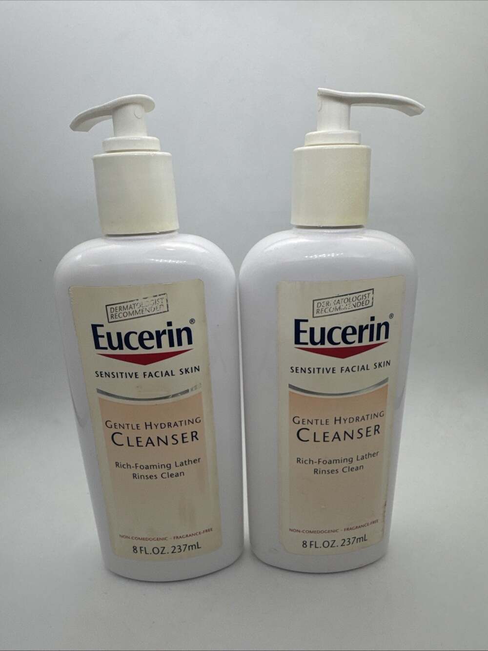 Eucerin Sensitive Skin Gentle Hydrating Foaming Cleanser 8 Fl Oz Pump Bottle X2